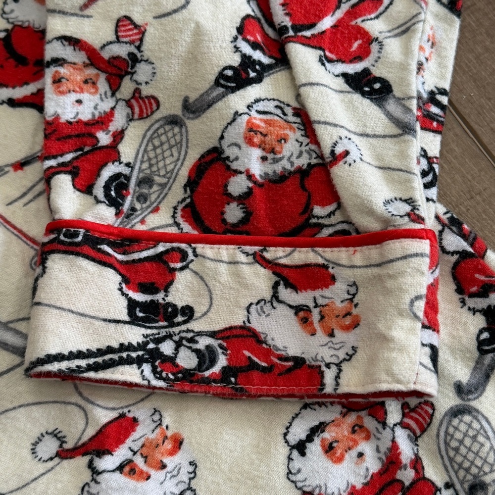 Nick & Nora XL SPORTY Santa Christmas Pajamas Flannel PJ Ski Skate Sled Top Only - Picture 5 of 12